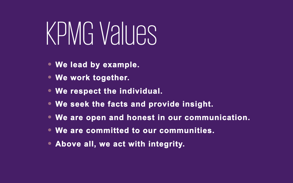 KPMG company values