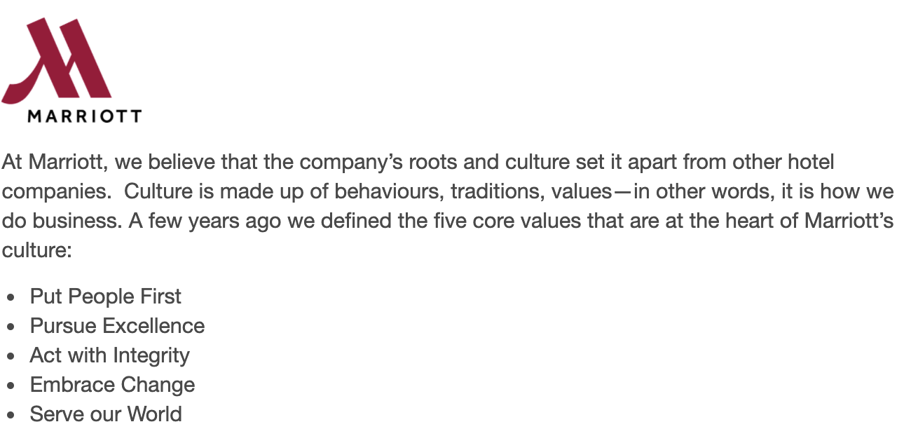 Marriott company values