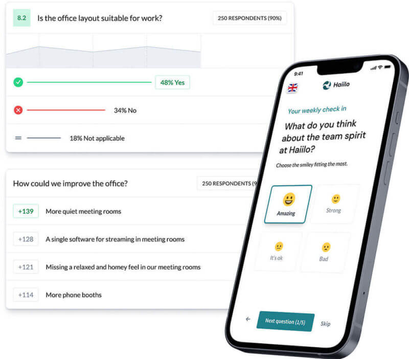 haiilo smart surveys screenshot on phone