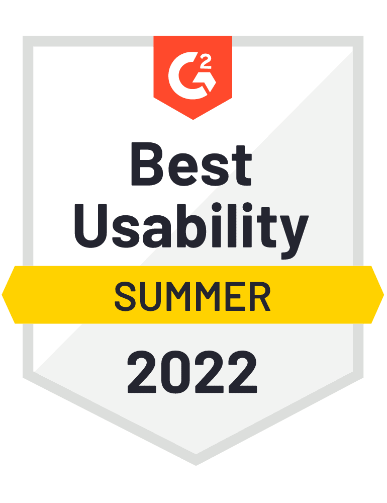 G2 Badge Best Usability Summer 2022