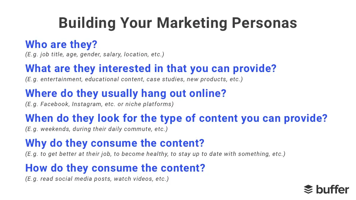 building your marketing personas questions