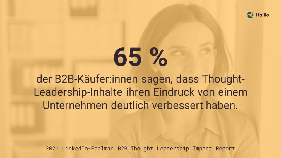 Studie Employee Advocacy: 65 % der B2B-Käufer:innen sagen, dass Thought-Leadership-Inhalte ihren Eindruck von einem Unternehmen deutlich verbessert haben