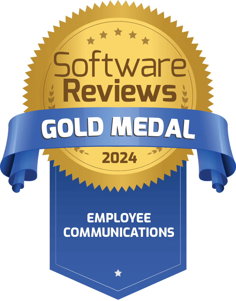 software reviews leader 2024 employee communications gold award badge