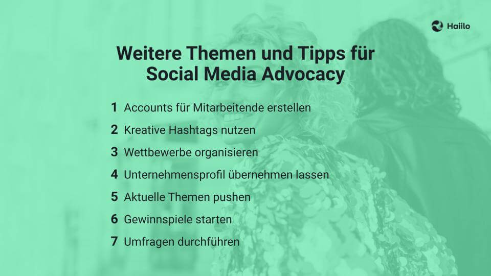 Weitere Themen und Tipps für Social Media Advocacy
