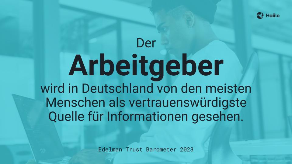Studie: Der Arbeitgeber wird in Deutschland von den meisten Menschen als vertrauenswürdigste Quelle für Informationen gesehen