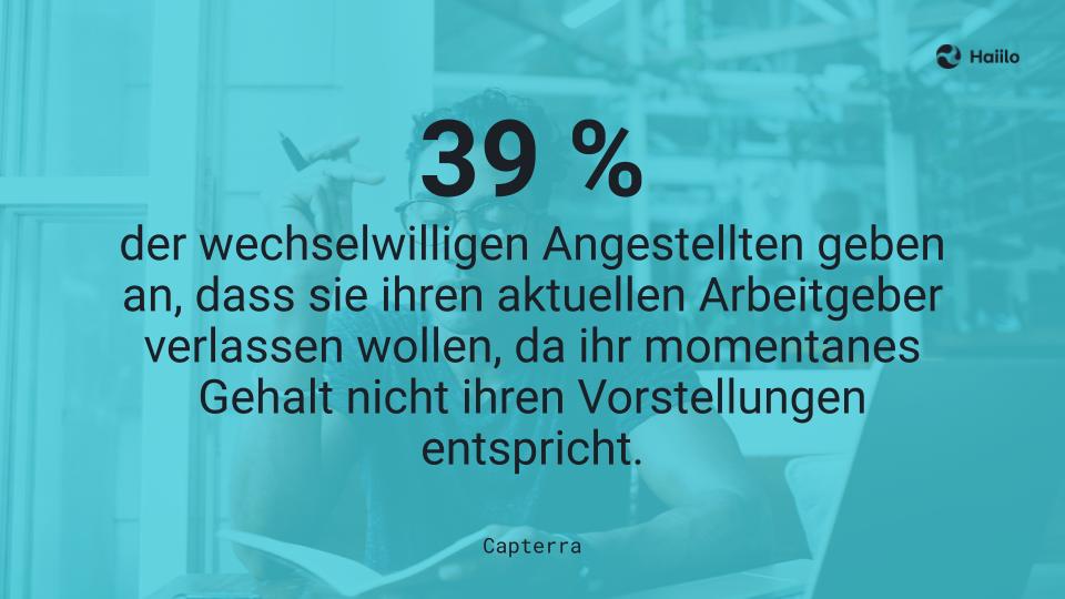 Studie: 39 % der wechselwilligen Angestellten geben an, dass sie ihren aktuellen Arbeitgeber verlassen wollen, da ihr momentanes Gehalt nicht ihren Vorstellungen entspricht.